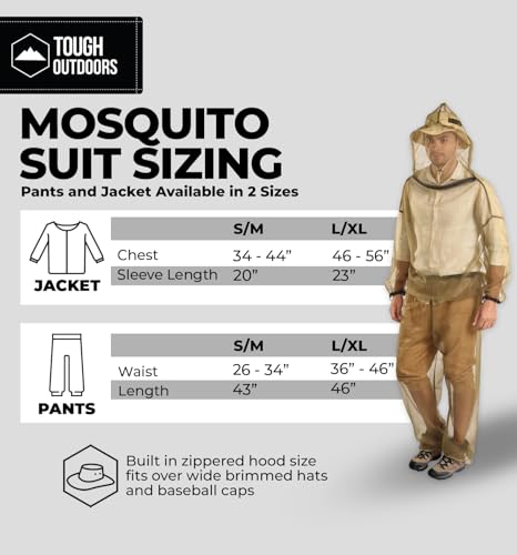 Mosquito Suit Jacket & Pants Set - Large Extra Large Unisex Insect Repellent Clothing