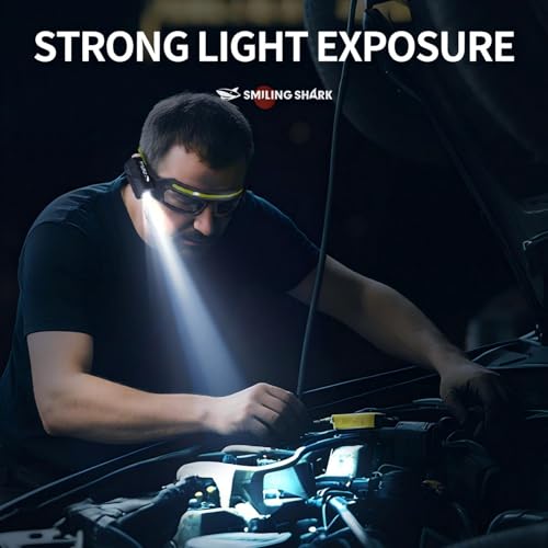 Rechargeable LED Safety Glasses with Lights, Motion Sensor & Touch Control - Blue