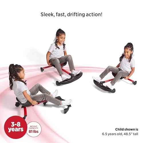 Radio Flyer Stingray Fun Drifting Ride-On Scooter for Kids Ages 3-8, 360¡Æ Spin Out Action, Adjustable Seat for Growing Children, Outdoor Toy
