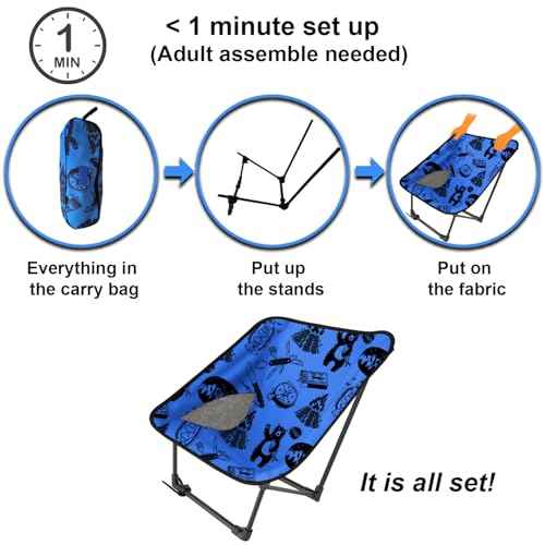 Youth and Kids Camping Chair | Ultra Lightweight, Foldable and Heavy Duty | Ideal Indoor/Outdoor Kid Chair for Camping, Beach, Sports and Lawn