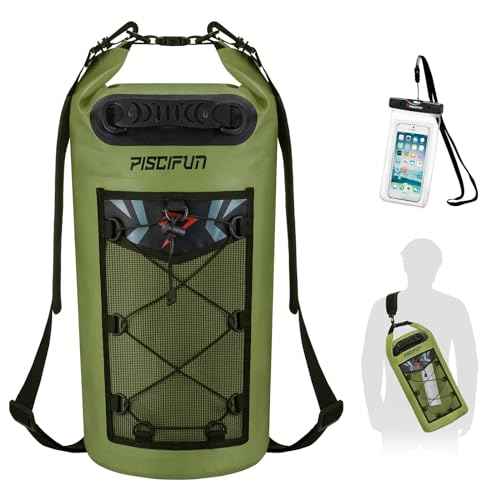 Piscifun Dry Bag, Waterproof Floating Backpack 10L/20L/30L/40L with Waterproof Phone Case for Boating, Kayaking, Fishing