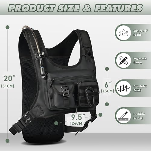 Hydration Running Vest Backpack with 2L Water Bladder - Lightweight Reflective Chest Pack for Hiking Cycling & Marathon