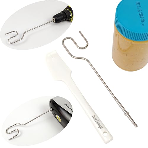 Peanut Butter Stirrer with Silicone Spatula for Hand Mixers & Drills - Stainless Steel Nut Butter Mixer Tool