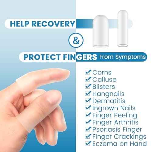 20Pcs Gel Finger Cots, Small Silicone Finger Protectors Sleeves, Fingertip Cover Caps to Heal Cracked, Eczema, Peeling, Hangnails, Corn, Calluses