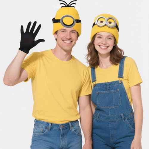 Halloween Costume Accessories Adults - Family Halloween Costumes, Goggles Glasses/Yellow Beanie/Gloves