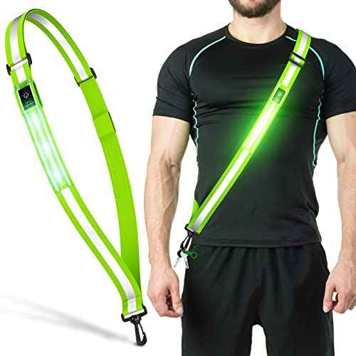 LED Reflective Belt Sash Walking Gear,Safety Lights for Walkers at Night,High Visibility Safety Rechargeable Reflective Running Gear for Men Women Kids Night Dog Walking Gear