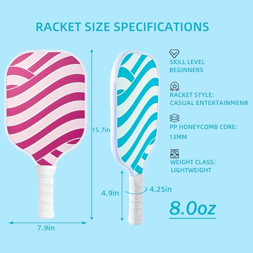 Lightweight Pickleball Paddles Set of 4 for Beginners with Balls & Backpack