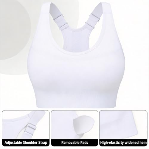 Sports Bras for Women High Impact Workout Running Yoga Gym Bra Large Petite White - Sewvmrgayo
