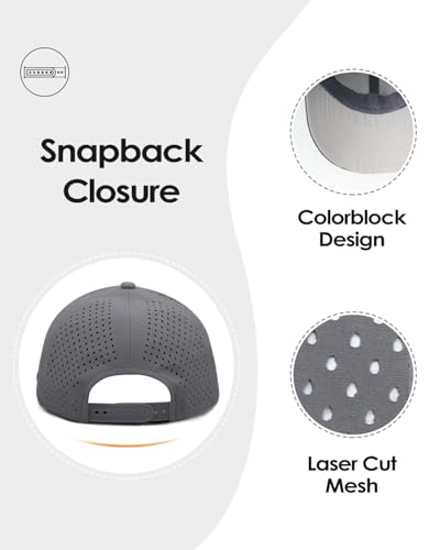 XXL Snapback Trucker Hat for Big Heads - Gray, Laser Cut Mesh Cap