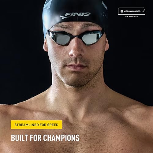 FINIS Mach 1 Low-Profile Racing Goggles With Carry Bag - 5 Nose Pieces - Swim Cap - Titanium