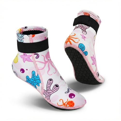 Kids Neoprene Water Socks 3mm Keep Warm & Non-Slip for Swimming & Surfing - Little Kid White 10-12.5