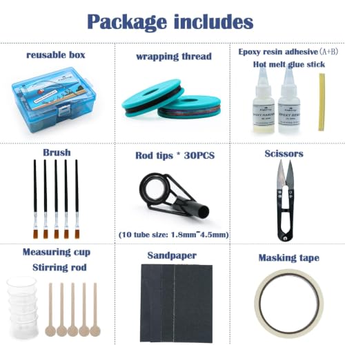 Fishing Rod Tip Repair Kit Stainless Steel Guides Ceramic Rings 30pcs G_30pcs Repair Kit