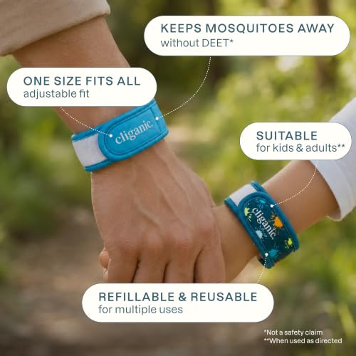 Mosquito Repellent Wristbands Pack of 9 with Refills - Natural, Adjustable, DEET-Free