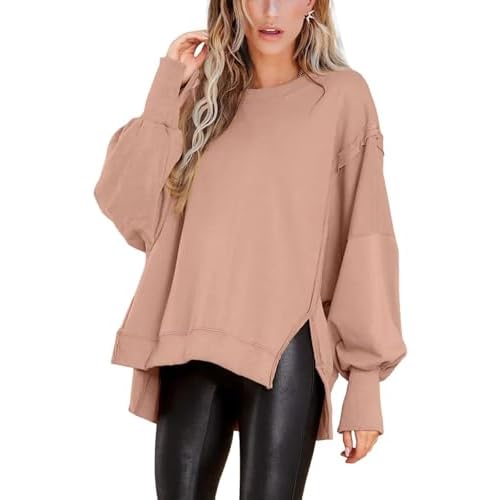 BWQ Womens Oversized Sweatshirt Crewneck Long Sleeve Shirts Pullover Sweatshirts S-2XL