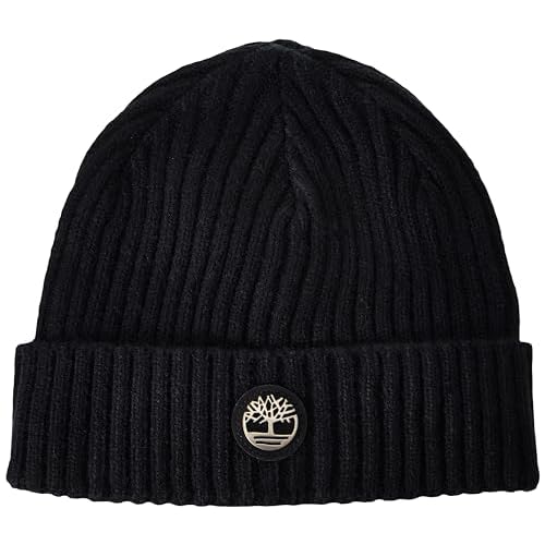 Timberland Mens Ribbed Watch Cap with Logo Plate