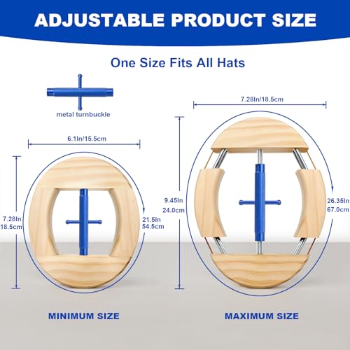 Large Blue 4-Way Hat Stretcher for Fitted Hats - Hat Shaper Extender