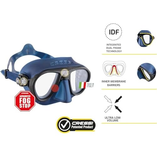 Cressi Adult Scuba Diving Mask, Fog Stop, Low Volume, Wide View - Calibro: made in Italy