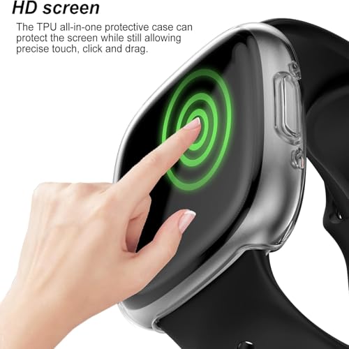 Anti-Scratch TPU Screen Protector Case for Fitbit Versa 4 & Sense 2 - Black & Clear 1.58 Inch