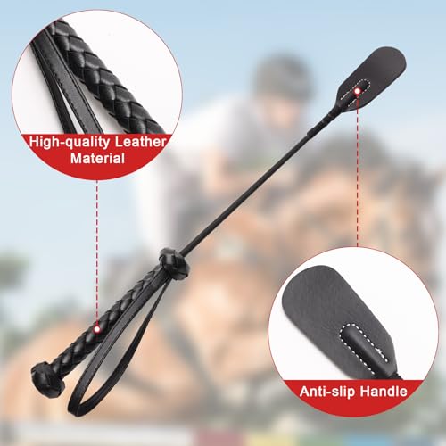 Horse Riding Crop with PU Leather Handle 18-20 Inches Equestrian Whip