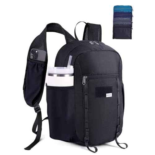 Blue Quartz 15L Small Hiking Backpack with Chest Pockets for Phone, Ultralight Hiking Daypack with Sternum Straps, Lightweight Foldable Packable Back Pack for Women Men(patent pending)