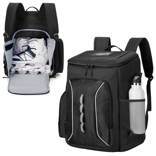 DSLEAF Roller Skate Bag Backpack with Multiple Pockets - Black