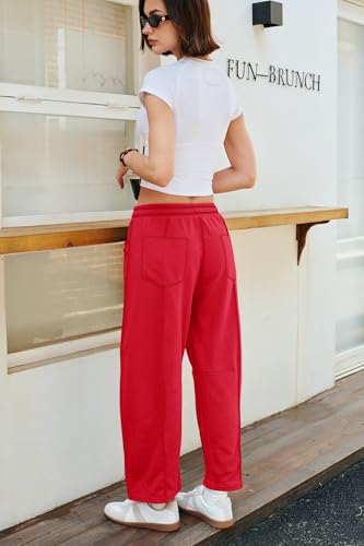 Panadila Women's Wide Leg Barrel Sweatpants - Medium Red