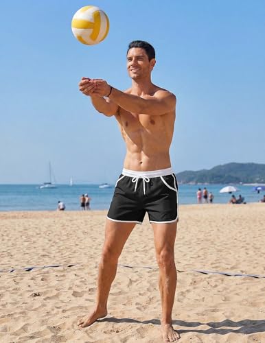 Men's Quick Dry Swim Trunks Color Block Board Shorts with Mesh Liner