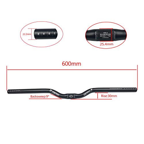 600mm Aluminum Alloy Mountain Bike Handlebar Flat & Riser Bar 25.4mm