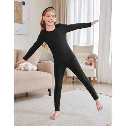 Arshiner Girls Thermal Underwear Set Long Johns Cold Weather Kids Base Layer Top Bottom