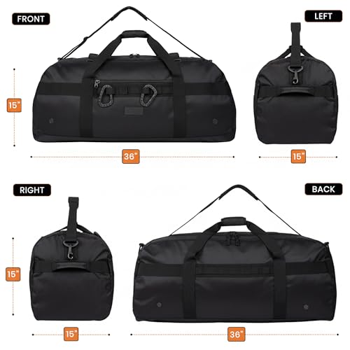Heavy Duty 36-Inch Extra Large Travel Duffle Bag with Pockets - Black