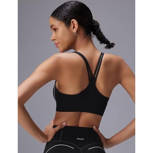 baleaf Freeleaf Broadway Womens High Impact Sports Bra, Wirefree Padded Spaghetti Strap Dance Yoga Workout Bra