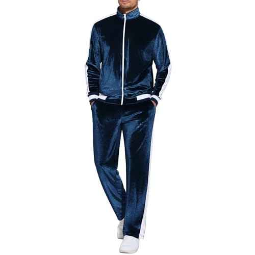 COOFANDY Mens Tracksuit 2 Piece Set Velour Sweatsuit Jogging Suits Full Zip Jacket Pants Outfits