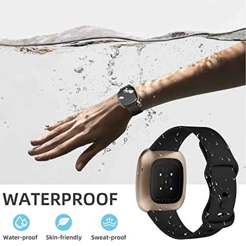 Odbeai Compatible with Fitbit Sense&Sense2 Bands/Versa 3&4 Bands Women Men,Soft Replacement Wristbands Sport Band Strap Accessories for Versa 3&4/Sense&Sense2 Smart Watch(Large, Black)