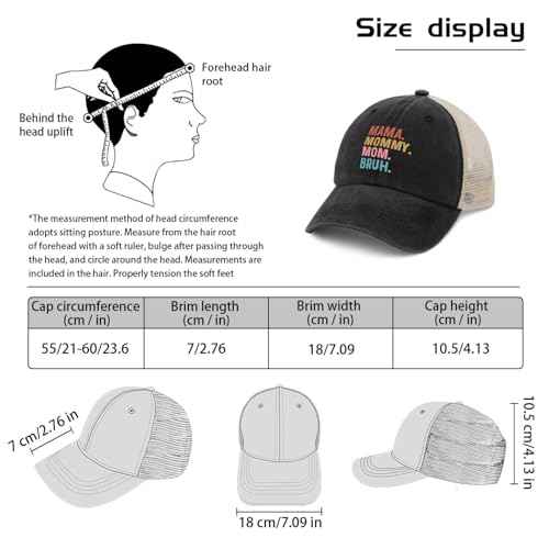 Mama Mommy Mom Bruh Mothers Day Baseball Cap Women's hat AllBlack dad hat Gifts for Men Outdoor Hat