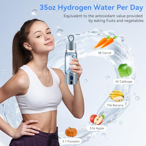 Hydrogen Water Bottle with 3 Modes, 5000 PPB, Rechargeable & Portable