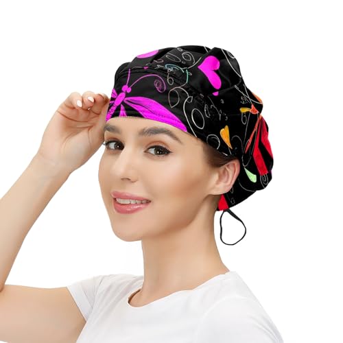 Adjustable Working Cap with Button, Sweatband & Tie Back - Multi Color (Variation of THIS listing: Multi 1)