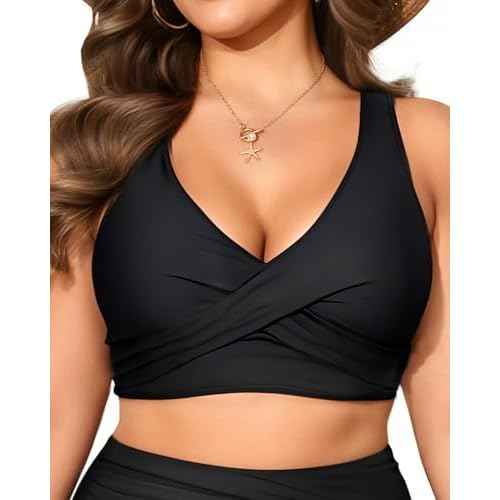 Women Plus Size Bikini Top - Twist Front Swimsuit Top Push Up Full Coverage Bathing Suit 2025 Swim Bra for Large Bust