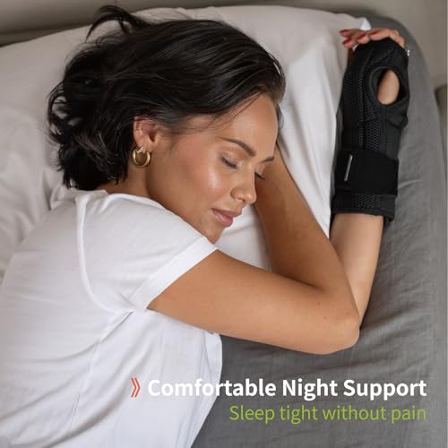 Night Sleep Wrist Brace ? Adjustable, Cushioned Support for Carpal Tunnel, Tendonitis, and Arthritis Pain Relief ? Fits Both Hands, One Size
