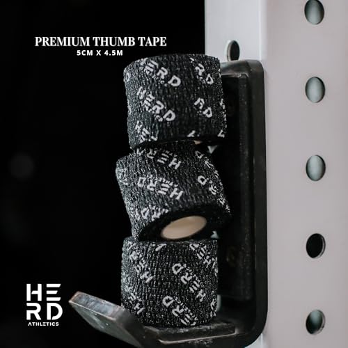 Black Premium 3 Pack Athletic Thumb Tape for Weightlifting & Cross Training