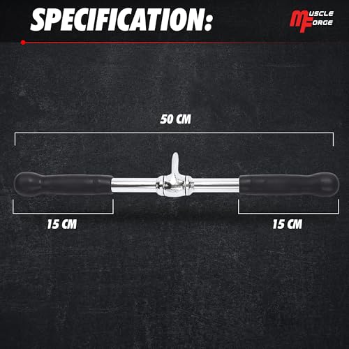 Straight Bar 50cm Cable Attachment Handle for Power Racks & Machines – Heavy-Duty Steel, Rotating Eyelet