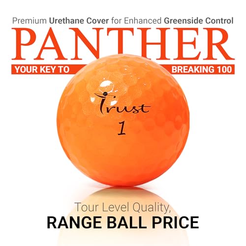 Trust Panther Orange 12 Balls - Extra Thin Urethane Cover Golf Balls for High Spin & Distance