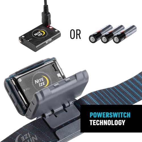 Nite Ize Radiant RH2 PowerSwitch Rechargeable Headlamp - Hands-Free Flashlight Alternative - Headlamp for Backpack Gear, Camping Equipment & More - Waterproof & Lightweight - Black/Grey