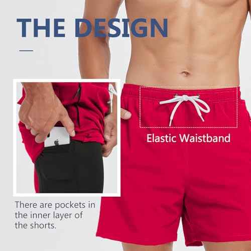 Scotamalone Mens Swim Trunks Swimming Shorts Swimwear Bathing Suits Quick Dry with Zipper Pockets