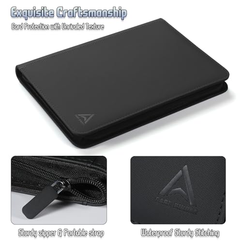 Black 9 Pocket Card Binder - 540 Capacity Waterproof PU Leather Organizer for MTG TCG Sports Cards