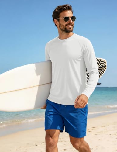 Men's Sun Protection Long Sleeve UPF 50+ T-Shirt - XL White Pack of 4