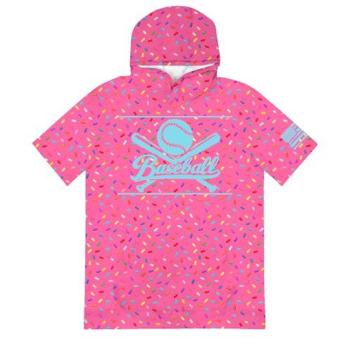 UNIFACO Boys Short Sleeve Hooded Graphic T-Shirt 7-8 Years Pink Ice Cream