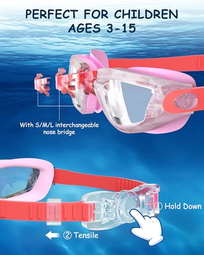 Kids Swim Goggles with Swim Cap & Accessories - Light Pink