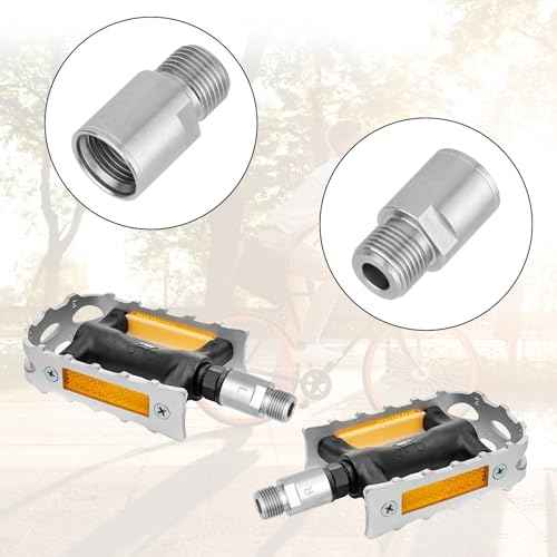 Bike Pedal Extenders, 1 Pair Steel Bicycle Pedal Adapter Extended Fit 9/16 inch Spindle Pedals Bike, Heavy Duty Steel Bicycle Pedal Extender, Extend by 20mm/0.79inch