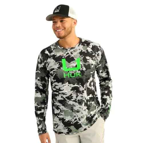 HUK Men's Kc Scott Patterned Pursuit Hoodie, Hooded Fishing Shirt