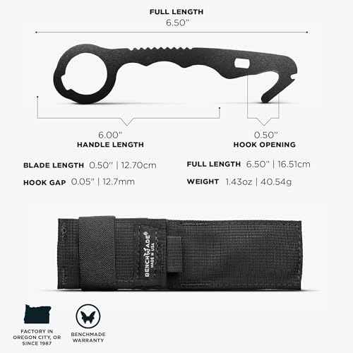 Benchmade - Hook Safety Cutter and O2 Wrench with Black 440C Handle (8 BLKWMED)